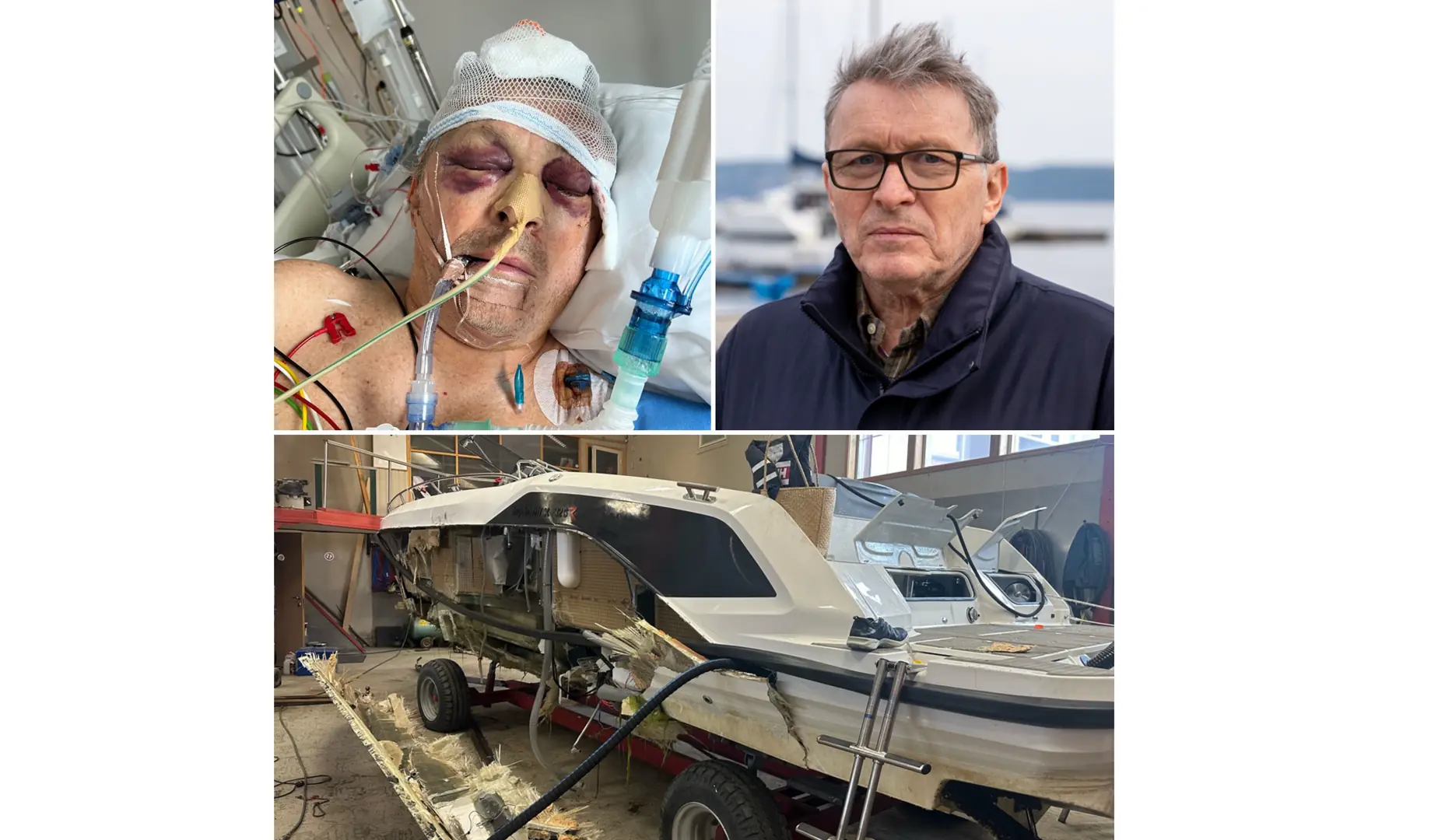 Bilde-kollage av Jann Hillestad og båten. Foto: Privat