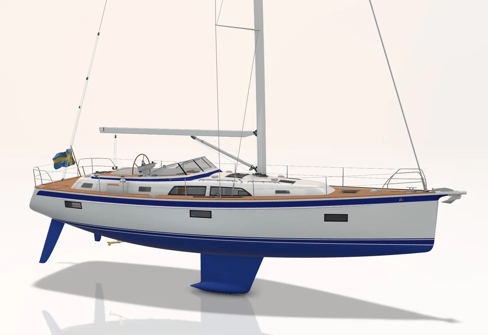 Hallberg-Rassy 44 Mk II skal presenteres først i 2026. Foto: Hallberg-Rassy